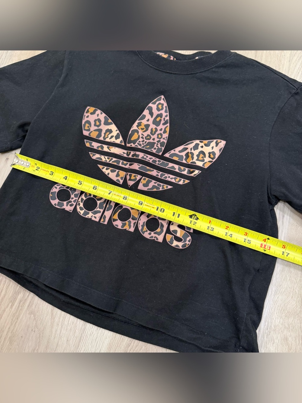 adidas Black Tee with Leopard Trefoil - Picture 5 of 7
